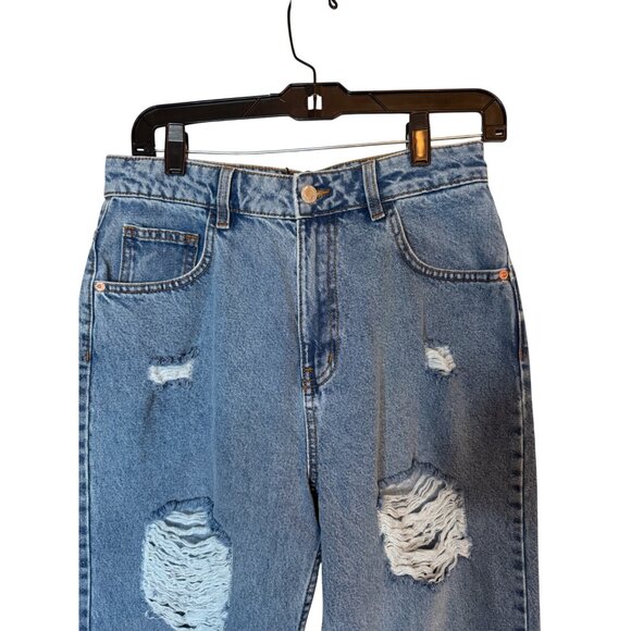 2/$30 NWT PrettyLittleThing Size 6 Distressed Blue Mom Jeans - Picture 8 of 16